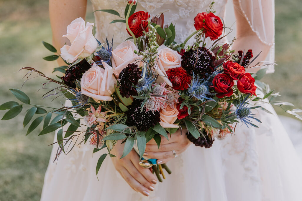 Colorful wedding bouquet at Georgia Barn Wedding venue