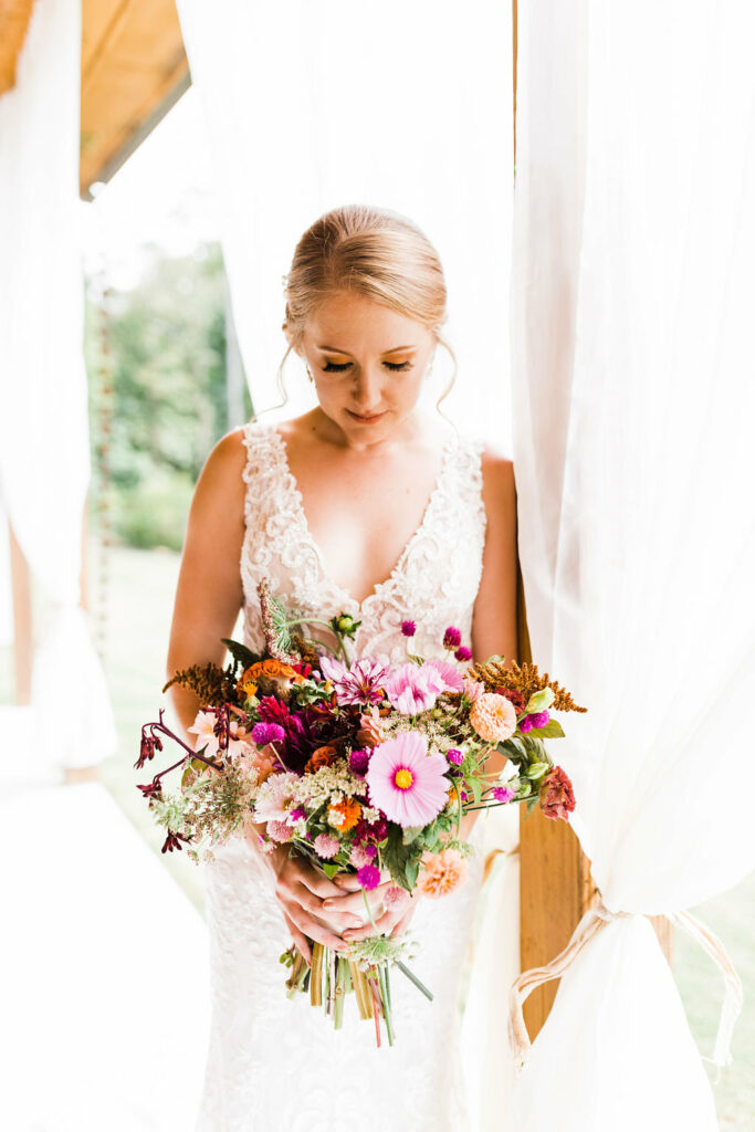 Bridal bouquet with local flowers in North Georgia