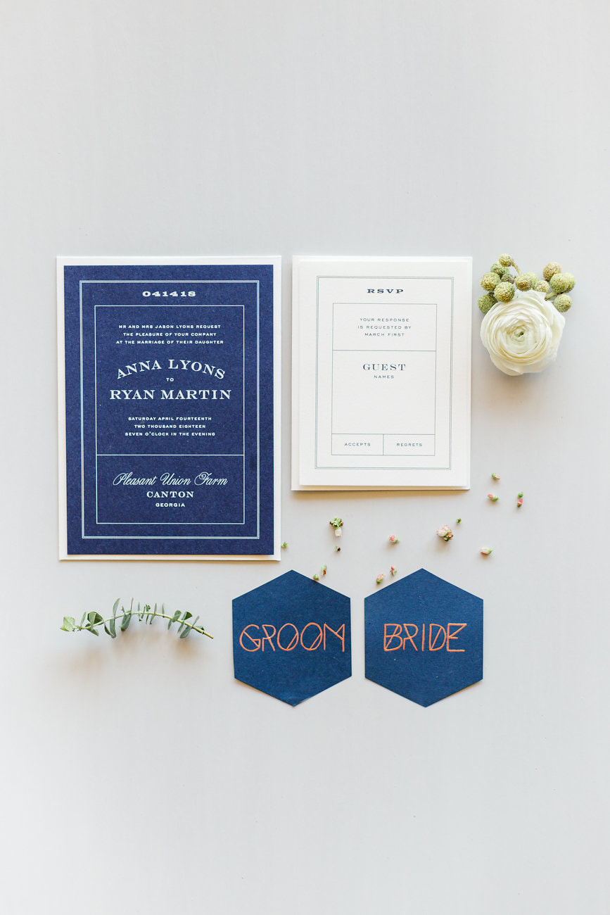 Blue and White Wedding invitation