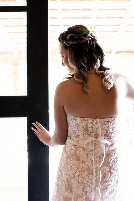 Bride at modern farm wedding venue in north georgia