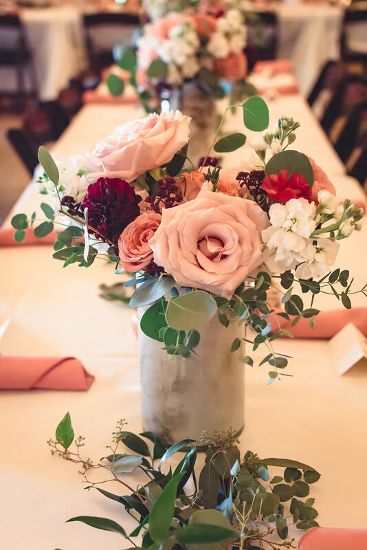 Table decor at North Georgia farm wedding venue