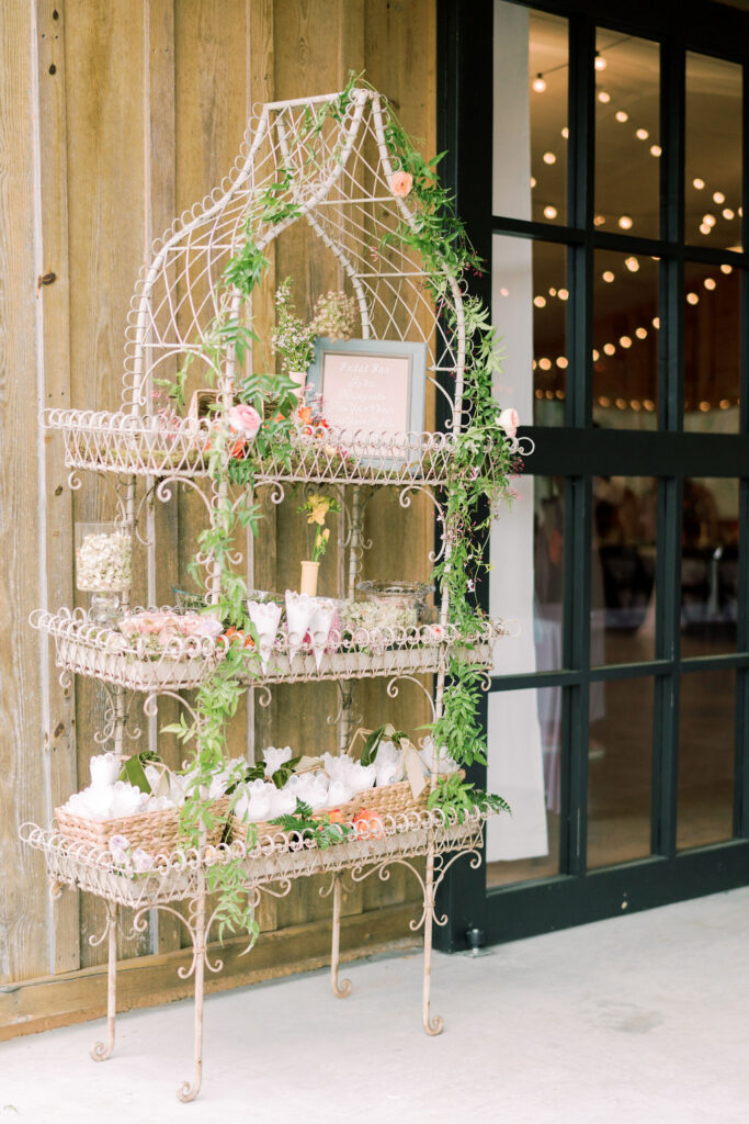 Petal bar at wedding for floral ceremony exit