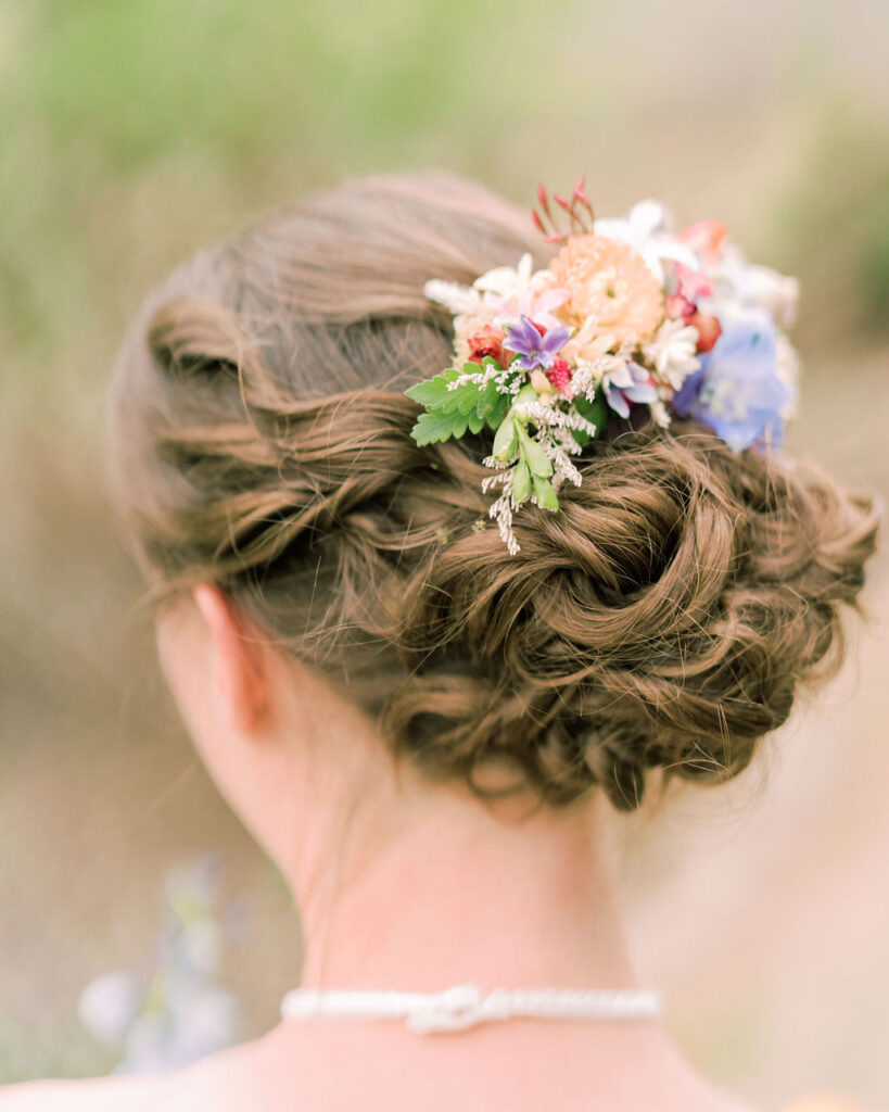 Bride with floral hair accessory