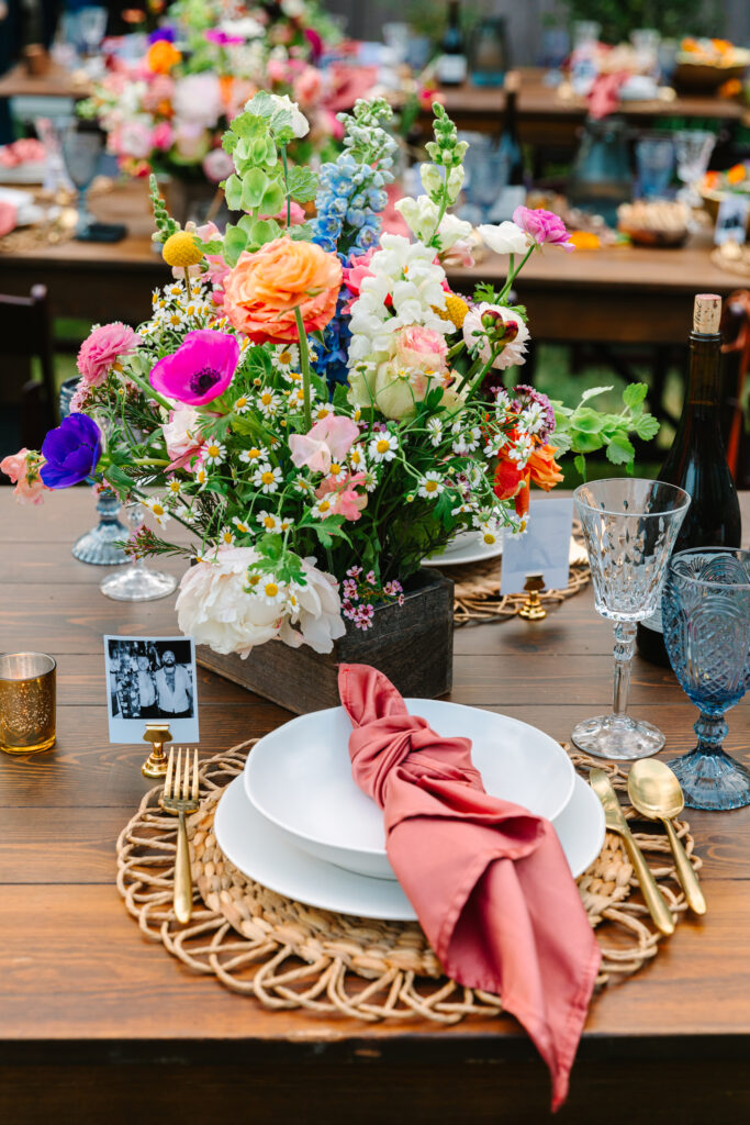 Fun outdoor wedding reception ideas - polaroid place cards.