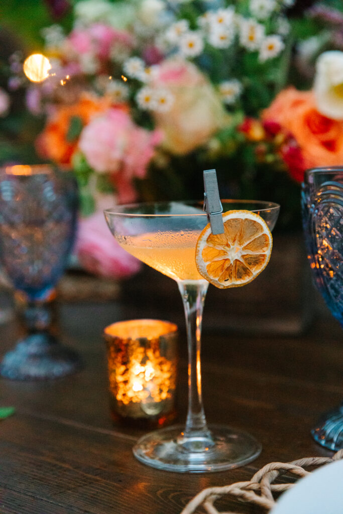 Seasonal cocktails are great outdoor wedding reception ideas.